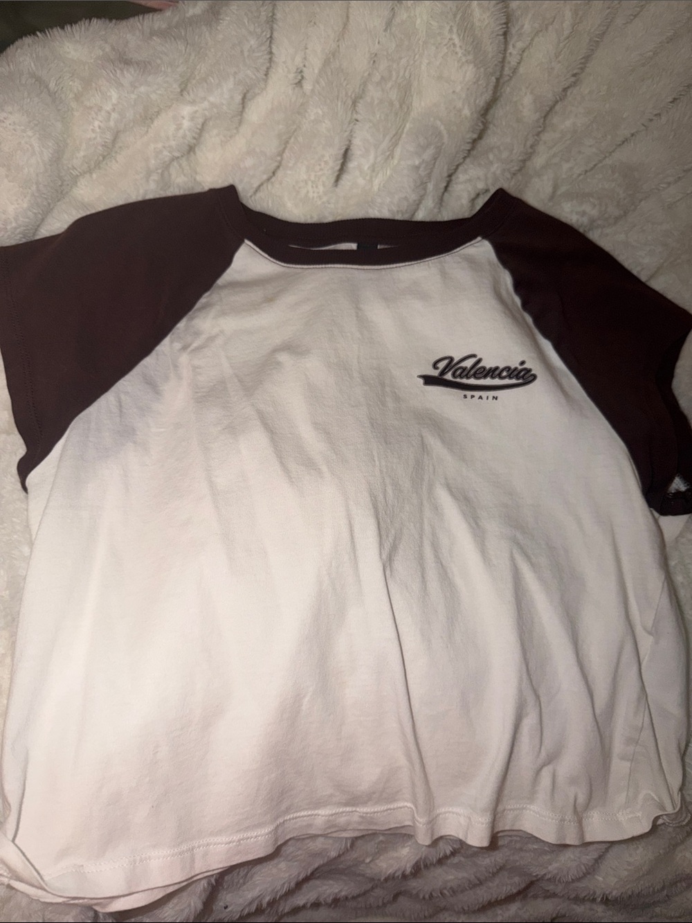 H&M White Tee with Dark Brown Raglan Trim